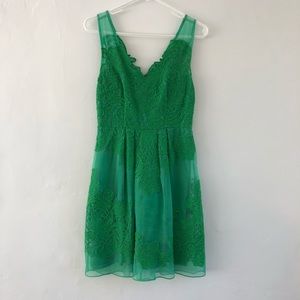 Yoana Baraschi Green Lace Holiday Dress